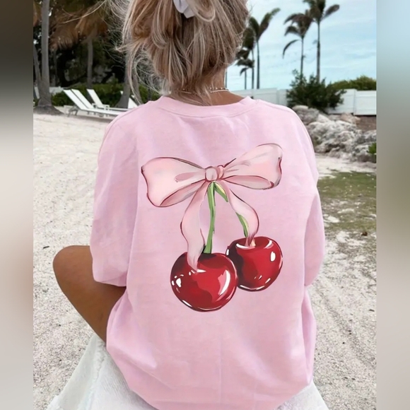 Boutique Tops - Cherry Charm Tee | Sweetheart Edition - Blush Charm